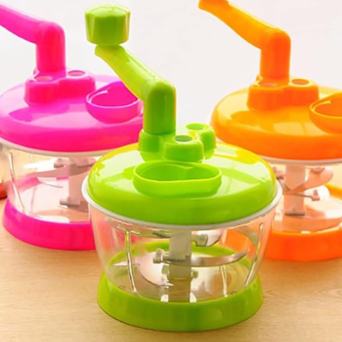 Multi-Functional Manual Food Processor, Hand Crank Food Processor, Mincer Blender with Clear Container for Vegetables Meat Fruits Nuts Herbs Onions