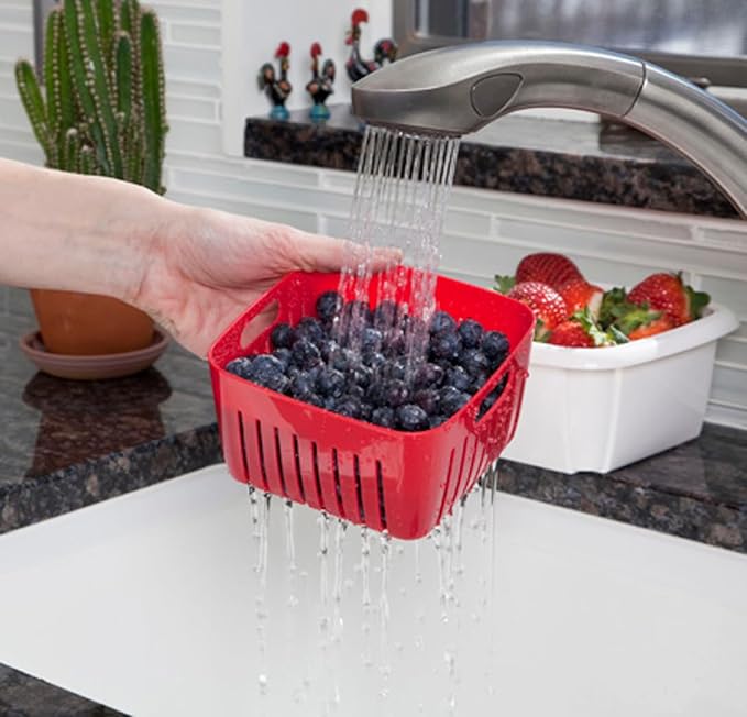 Hutzler 3-in-1 Berry Keeper Colander and Container, Keeps Berries Fresh Longer, 2 Pints, Green