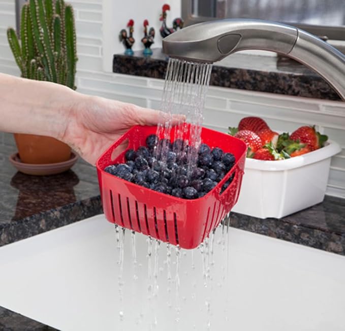 Hutzler 3-in-1 Berry Keeper Colander and Container, Keeps Berries Fresh Longer, 2 Pints, Turquoise