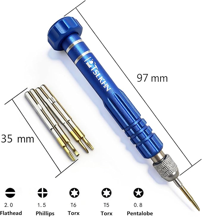 5-in-1 Multifunctional Small Screwdriver, PTSLKHN S2 Steel Magnetic Screwdriver Kit for Eyeglass, Sunglasses, Electronics, Cellphone, Jewelry and More