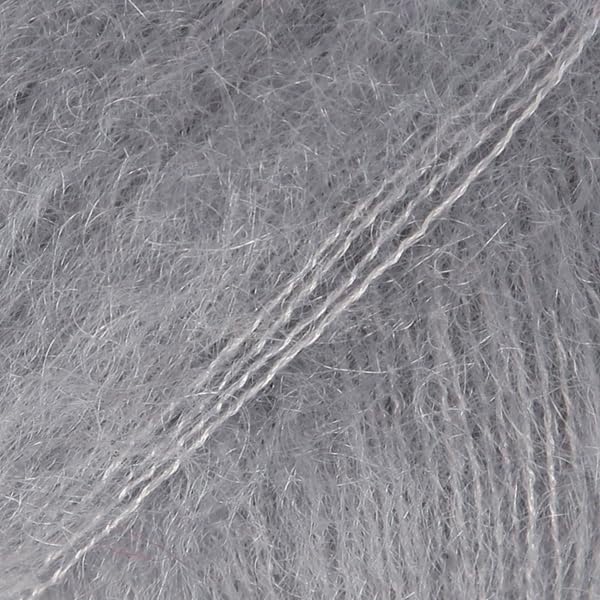 Mohair and Silk Yarn Drops Kid-Silk, 0 or Lace, 2 Ply, 0.9 oz 230 Yards per Ball (10 Grey)