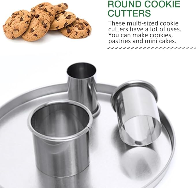 14 PCS Circle Cookie Cutters, Stainless Steel Biscuit Cutter Set(Silvery)