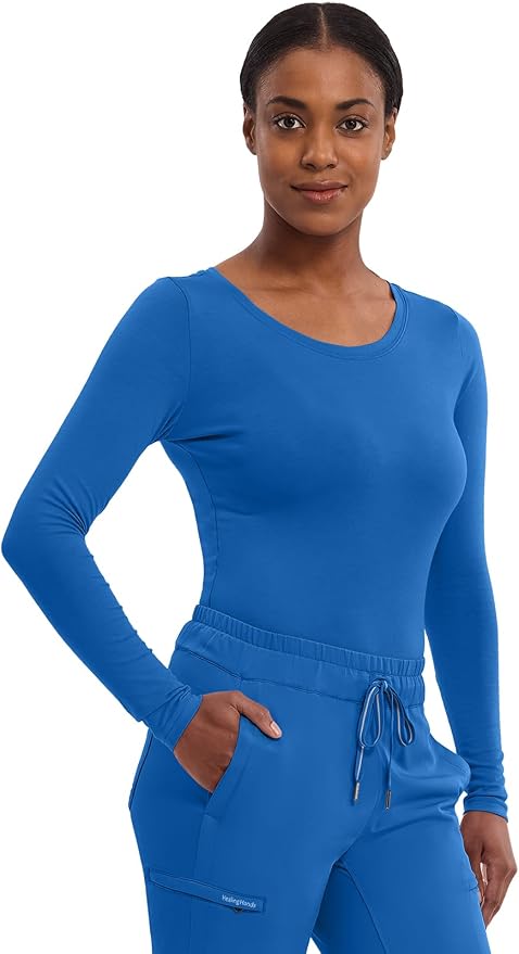 Healing Hands Underscrub Long Sleeve Women Knits Scrub Tops | Soft Cotton Blend Knit, Breathable Stretch Comfort, Machine Wash, Easy Care Fabric, Ideal For Layering Under Scrubs