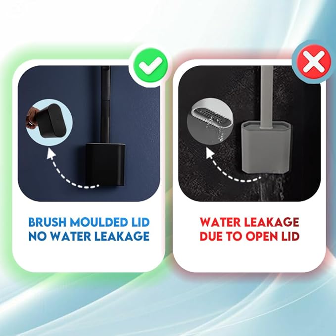 Modern Minimalist Silicone Toilet Brushes & Holders - Pack of 4 Toilet Bowl Brushes Black - Self-Cleaning & Splash-Free, Easy-Rinse Design with Wall Mounted Holder Bathroom Accessory