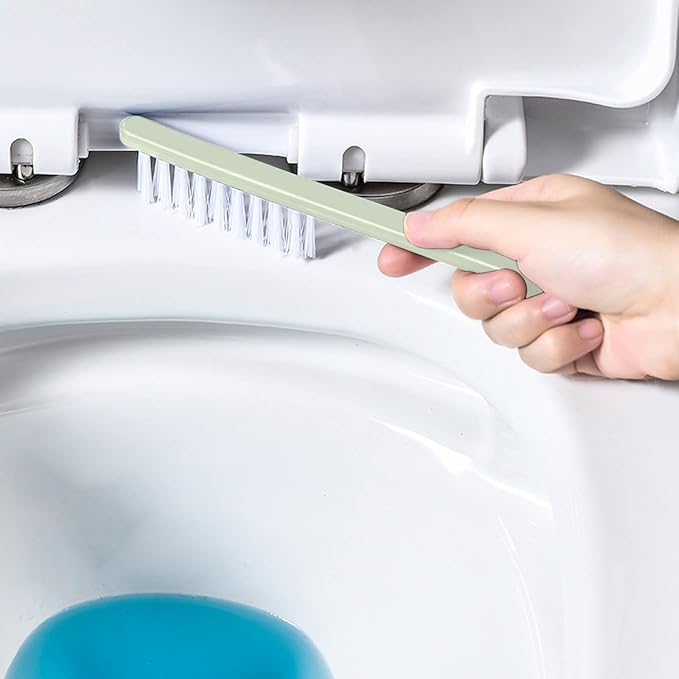 Toilet Brush and Holder Set 3 in 1 (Round Silicone Brush + Flat Silicone Brush + Slit Brush) Toilet Bowl Brush Clean Every Corner of The Toilet, Compact Size Toilet Brushes (Green)