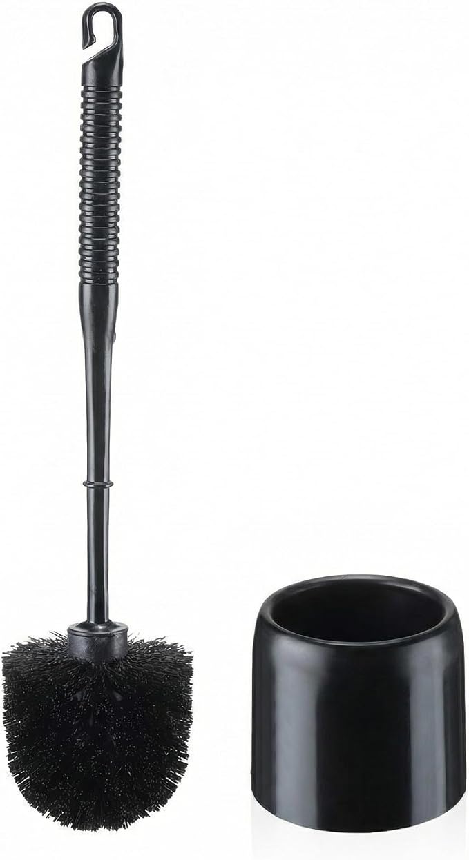 Roshtia 1 Set Toilet Brush and Holder Set for Bathroom Toilet Bowl Brush Scrubber with Caddy for Deep Cleaning, 14.57 Height (Black)