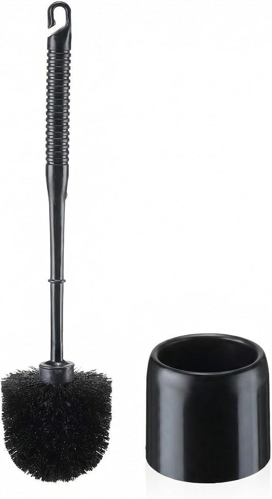 Roshtia 1 Set Toilet Brush and Holder Set for Bathroom Toilet Bowl Brush Scrubber with Caddy for Deep Cleaning, 14.57 Height (Black)