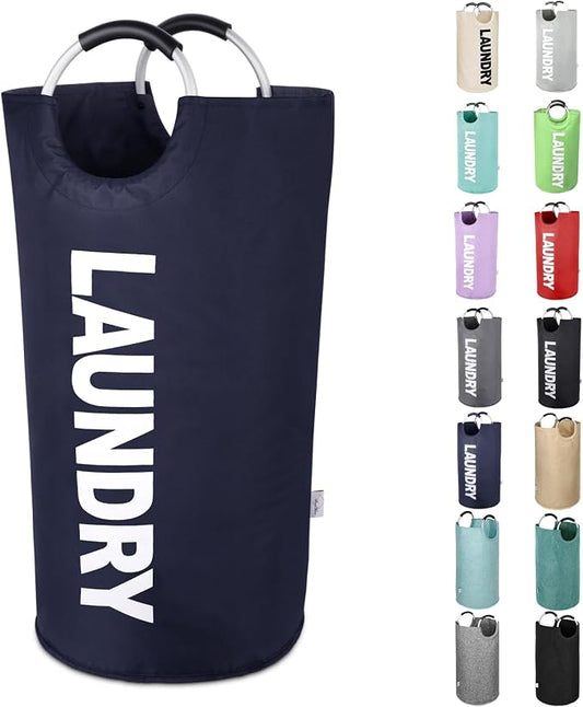 Large Laundry Basket, Laundry Hamper Bag with Handles, 95L Navy Blue | Freestanding Tall Dirty Clothes Hamper, Collapsible and Portable Laundry Bin for Dorms and Bedrooms, Thick, Sturdy Fabric