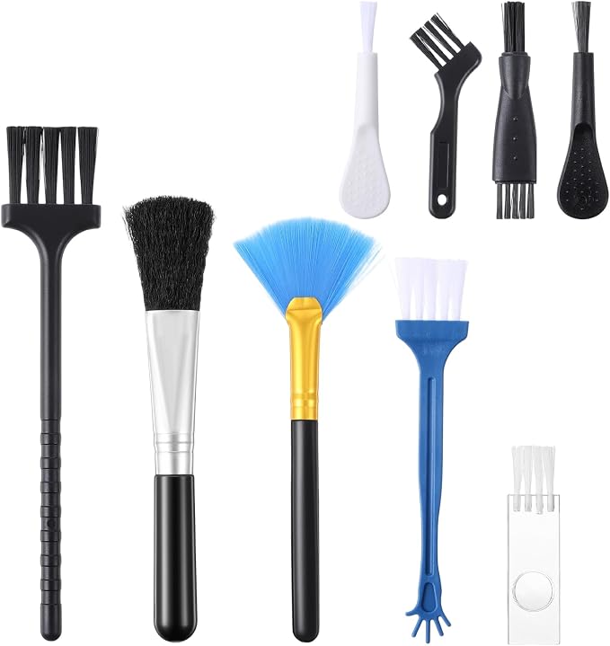 Small Cleaning Brush Set, 9Pcs Cleaning Brushes Small Spaces for Electronics Tiny Objects Mini Crevice Tight Spaces Jewelry (Black)