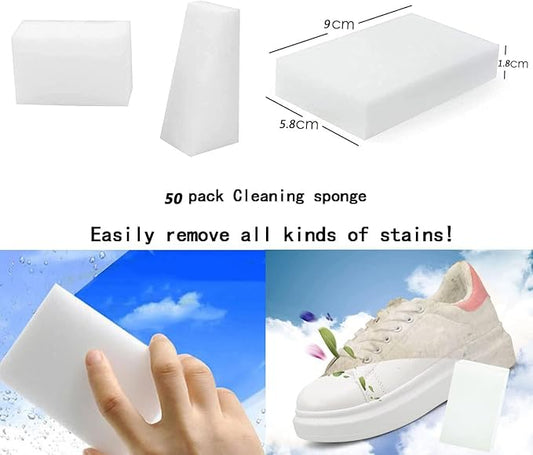 50 Pack Magic Cleaning Sponges Eraser,Multi-Functional Premium Melamine Sponge Foam Cleaning Pads,Dish,Household Cleaning Scrub Sponge for Kitchen,Furniture,Bathroom