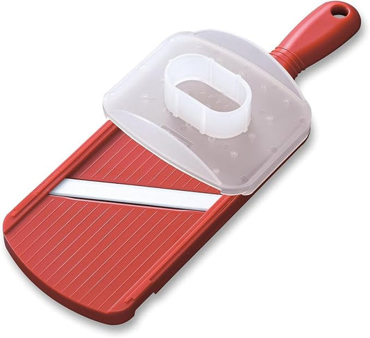 Kyocera Advanced Ceramic Adjustable Mandoline Vegetable Slicer w/ Handguard-Red 11" x 4" | KYOCERA Adjustable Mandoline Slicer: Ultra-Sharp Ceramic Blade with 4 Thickness Settings for Precision Vegetable Slicing
