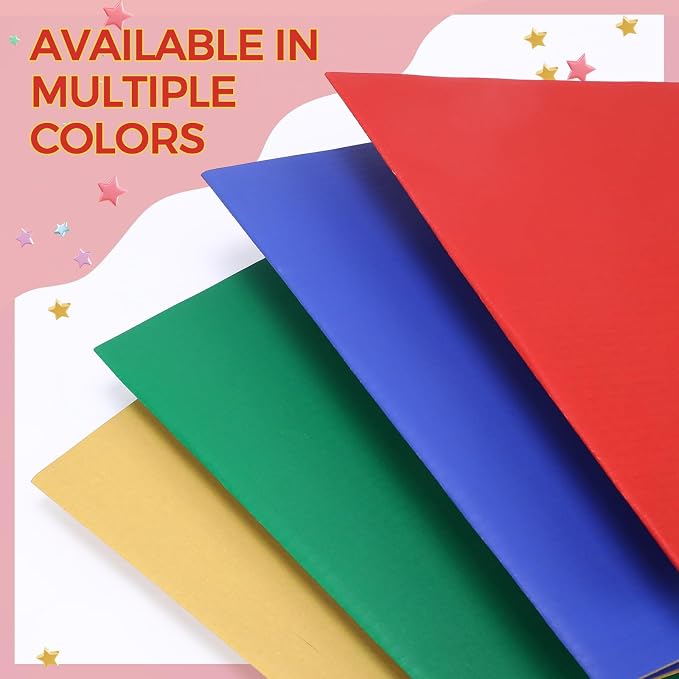 Mooliwe 4 Pack 21" x 14" Rainbow Trifold Poster Board, Mini Foldable Corrugated Presentation Display Board with Scalloped Border for Science Fair Events, School Projects, Back to School Supplies