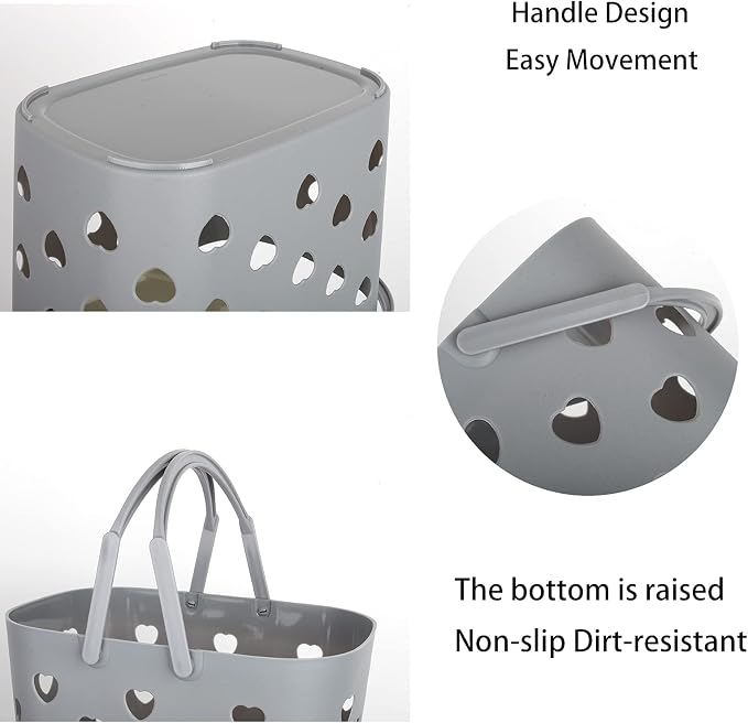 Anyoifax Portable Shower Caddy Tote Plastic Storage Basket with Handle Box Organizer Bin for Bathroom, Pantry, Kitchen, College Dorm, Garage - Grey | Bathroom Caddy Storage Tote Cleaning Supply Caddy for College Dorm, Kitchen, Pantry, Garage