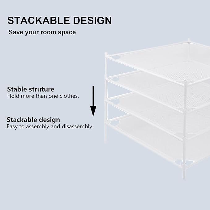 Sweater Drying Rack, 4-Layer Clothes Drying Rack Flat Mesh Drying Rack Clothing Stackable Laundry Drying Rack for Sweaters Socks Toys Indoor&Outdoor Use