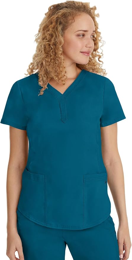 Healing Hands Purple Label Jane Scrub Top for Women Y-Neck Design | 2 Patch Pockets, Slim Fit Side Vents, Fitted Shirttail Silhouette, Breathable Comfort, Easy Care Fabric, Made for Every Shift