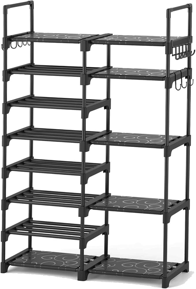 OYREL 8 Tiers Shoe Rack 26-32 Pairs Vertical Large Shoes Organizer | Entryway, Closet, Garage, Stackable and Detachable Tall Shoe Shelf, Vettical Large Storage Capacity Boot Stand