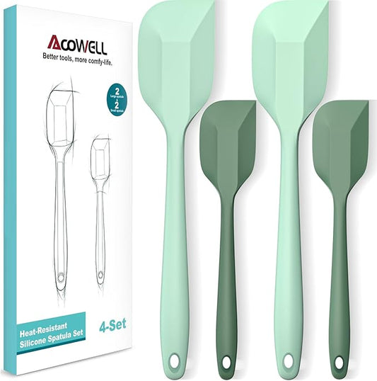 Silicone Spatula Set, Premium Spatulas Silicone Heat Resistant 2 Small & 2 Large Flexible Scraper for Nonstick Cookware, Rubber Spatula for Kitchen Mixing Baking Cooking Use, Soft Spatula - Set of 4
