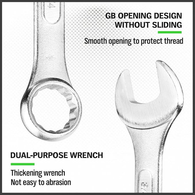 SWANLAKE GARDEN TOOLS 26-Piece Combination Wrench Set with Roll-up Pouch, SAE 1/4” - 1”, Metric 8mm - 24mm, Perfect for General Household, Garage, Auto Repairs and Travel Emergency