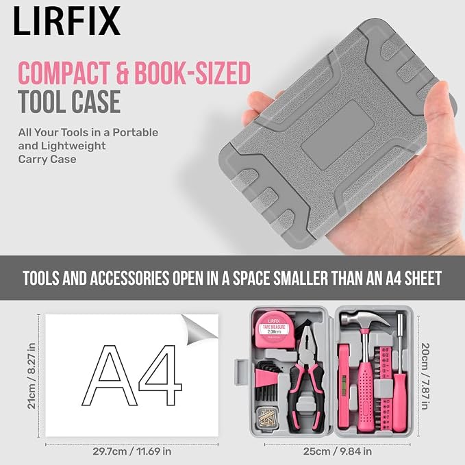 24PCS Mini Compact Pink Household Hardware Tool Set, Beginner Basic DIY Small Repair Tool Kit for Women, Home Assembly Mainten ance Hand Tools, Premium Gift Set for Household Daily Repairs ﻿