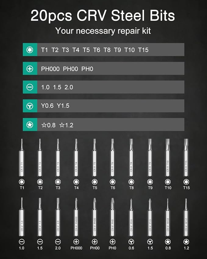 ORIA Small Precision Screwdriver Set, Mini Repair Tool Kit for Phone, PC, Computer, Laptop, Xbox, Switch, Glasses, Watch, Electronics, DIY, Pocket Repair Tools with Torx Phillips Flat and More