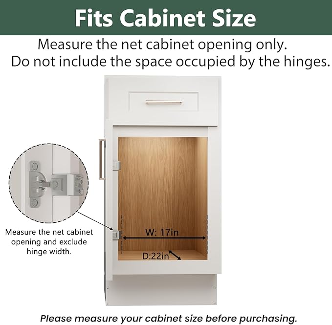 LOVMOR 2 Tier Individual Pull Out Cabinet Organizer 17" W x 21" D, Slide Out Kitchen Cabinet Storage Sliding Shelves