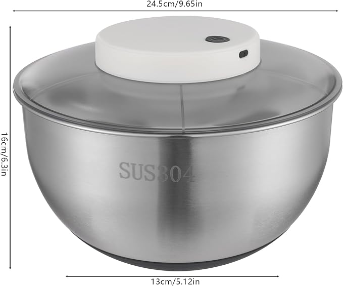 Electric Salad Spinner 5-Quart Lettuce Spinner, 304 Stainless Steel Fruit Washer spinner dryer w/Bowl & Colander,Vegetable Washer Dryer