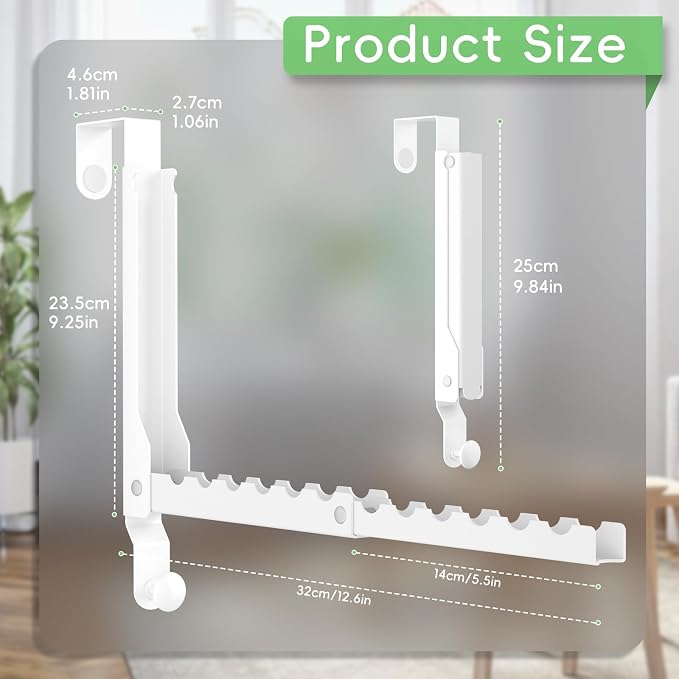 2 Pack Over The Door Hooks, Extended Over The Door Clothes Hanger with 11 Ridges,Space-Saving Over The Door Rack Door Hooks for Hanging Clothes,Larger Capacity Over The Door Hanger,Upgraded version.