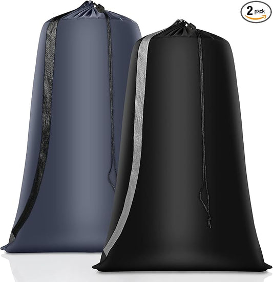 Coomee Heavy Duty Laundry Bag, 2 Pack XL Nylon Laundry Bags with Straps | Extra Large Laundry Bags, Drawstring Closure, Washable Large Dirty Clothes Organizer, Travel Bag Fits a Laundry Hamper