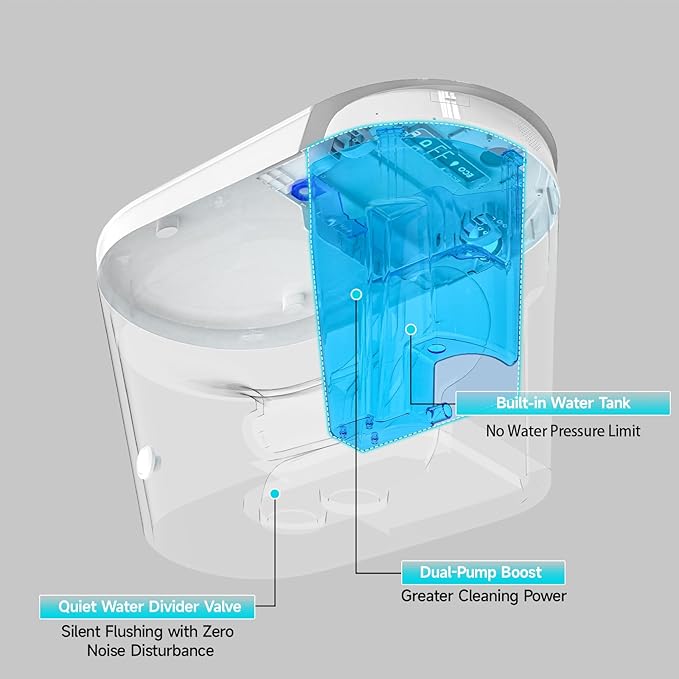 Smart Toilet with Tank Built in, Elongated One Piece Bidet Toilet with Voice Control, Auto Open/Close Lid, Powerful Auto Flush, Heated Seat, Instant Warm Water, Dryer, Foam Shield, Deodorization