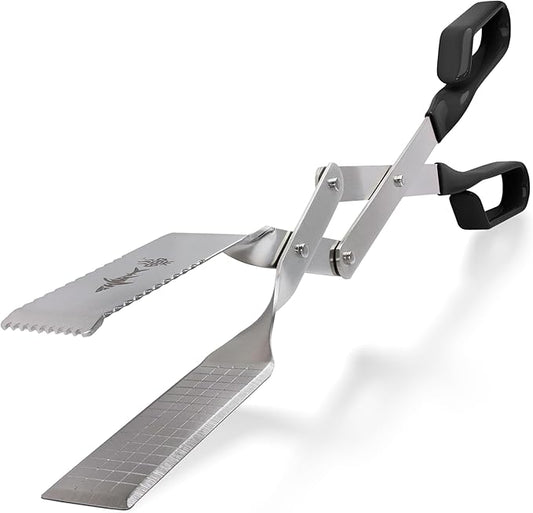 Shark BBQ Grill Tongs - 17 inch Black. Professional steak grilling utensil. Long reach Barbeque Grilling Tongs. Ideal for steak, fish, burger, and sausage