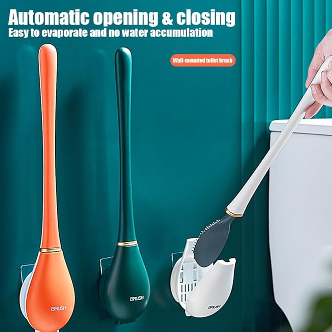 Modern Flexible Silicone Toilet Caspa for Home, Modern Home Flexible Silicone Toilet Brush, Deep Cleaning Silicone Toilet Brush and Holder Set with Dispenser, No-Slip Handle & Flexible Bristles (1-C)