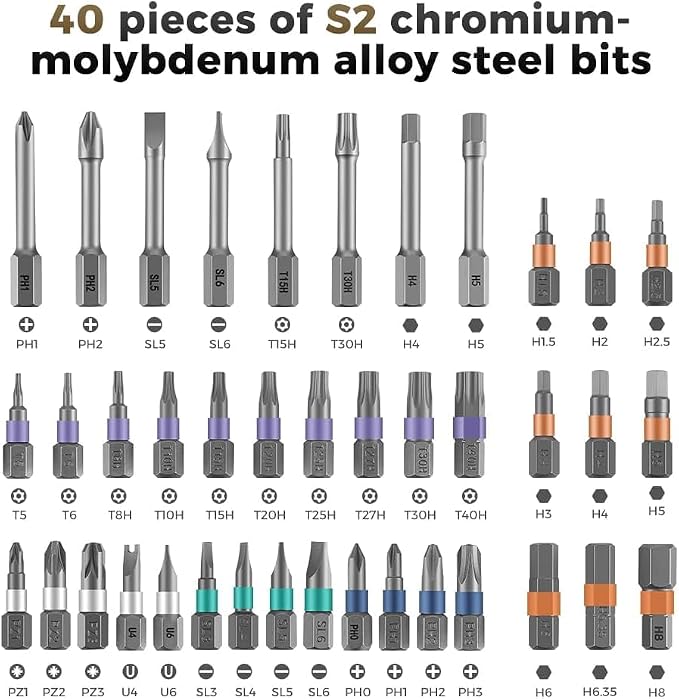 DYLIFE 42 in 1 Magnetic Screwdriver Set, DIY Ratchet Screwdriver Set, Removable Self-assembly Precision Screwdriver Kit, Magnetic DIY Precision Tool Kit for PC Laptop Mobile Cell Phone Digital Watch | DIY Ratchet Screwdriver Set, Removable Self-assembl...