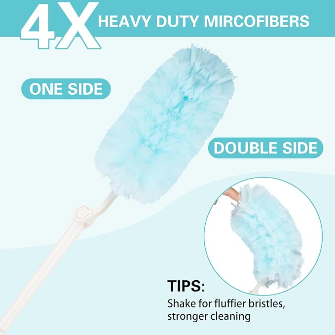 360° Duster Refills Kit for Swiffer Duster, 25 Pack & 1 Handle, Multi-Surface Dusters with 4X Cleaning Power. Efficient Duster Kit for Cleaning Pet Hair, Home, Office, Blinds, Furniture and More