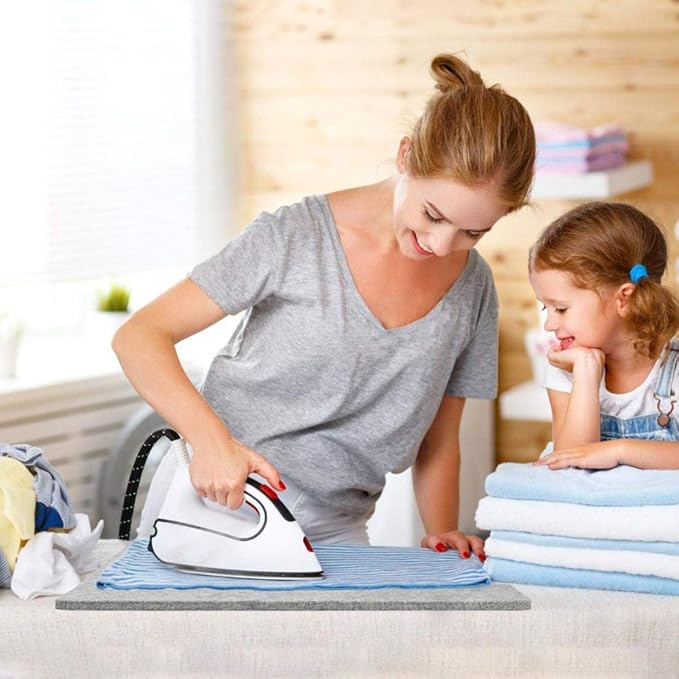Wool Pressing Mat 24" x 17" for Quilting | 100% Pure New Zealand Wool Mat for Sewing and Ironing | Large Size and Comes with Silicone Iron Pad Included