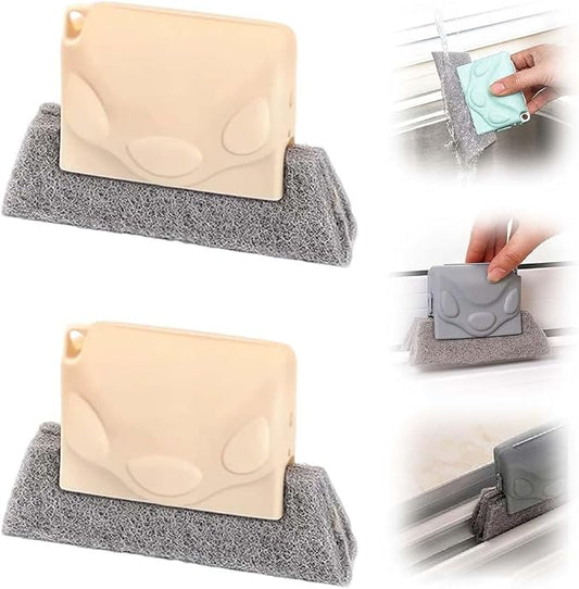 Magic Window Track Cleaner, 2026 New Window Track Cleaner Brush, Windows Cleaning Brush, Multi-Functional Cleaning Tools for Sliding Door, Sill, Tile Lines (Beige 2PCS)