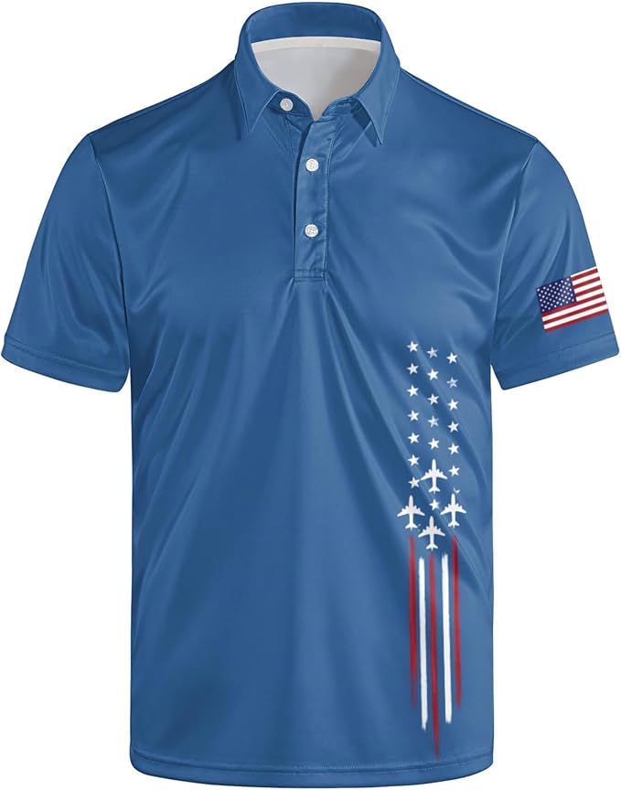 Polo Shirts for Men Moisture Wicking Mens Polo Shirts Patriotic Shirts for Men