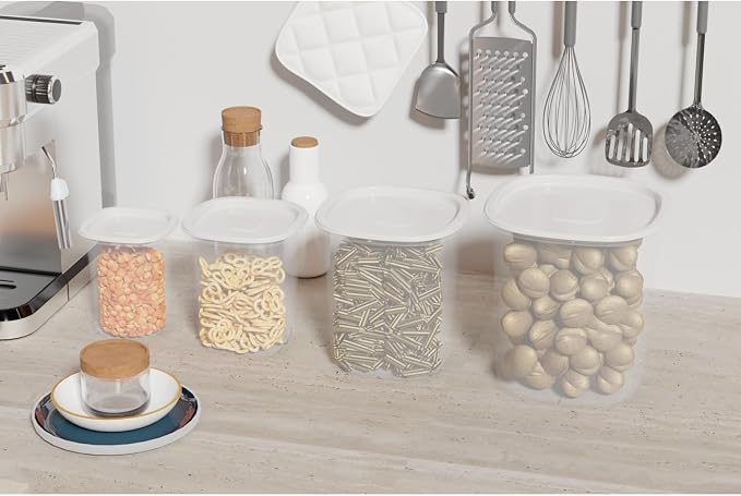 8-Piece Plastic Pantry Food Storage Container Set | Dry Food Storage, Pantry Organization, Kitchen Canisters, 8 Piece Set