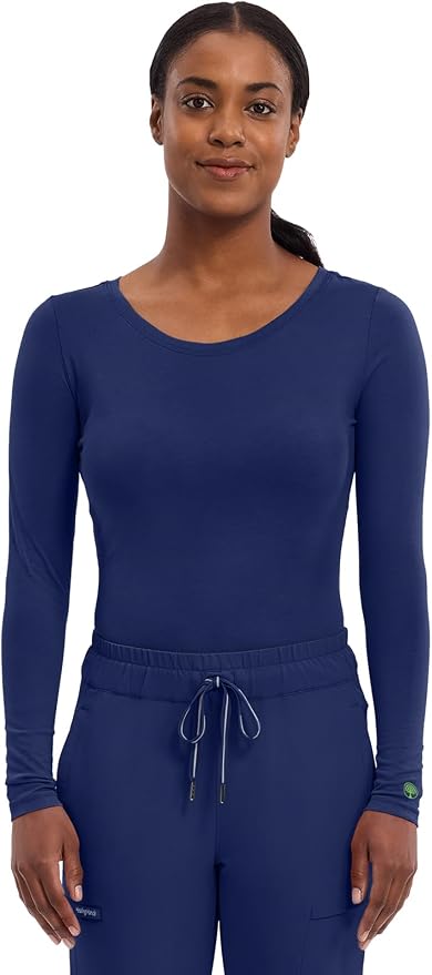 Healing Hands Underscrub Long Sleeve Women Knits Scrub Tops | Soft Cotton Blend Knit, Breathable Stretch Comfort, Machine Wash, Easy Care Fabric, Ideal For Layering Under Scrubs
