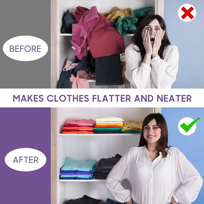 Garneck 2 Pack Shirt Folding Board: Clothes Folder Plate with Instructions for Use - Portable Adult Laundry Organizer for T Shirts Collared Dress Blouses, Travel Home Closet Storage, PP Purple