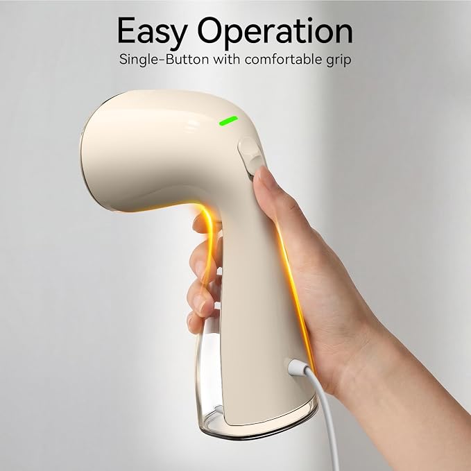 HiLIFE Steamer for Clothes, Portable Handheld Design, 240ml Big Capacity, 700W, Strong Penetrating Steam, Removes Wrinkle, for Home, Office and Travel(ONLY FOR 120V) (Nude)