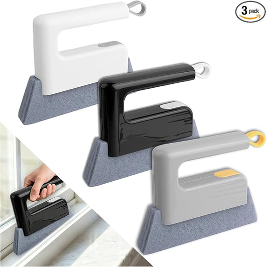 3PCS New Magic Window Track Cleaner,2-in-1 Car Window Sill Cleaner Tool for Cars Air Vents with Scraper & Comfortable Handle,Reusable Car Windows Track Cleaning Tools