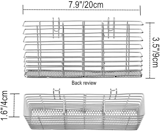 iPEGTOP Cutlery Utensil Silverware Drying Rack Chopsticks Basket Holder with Hooks, Flatware Storage for Kitchen Dish Drainer Drying Rack, Rust Proof Stainless Steel