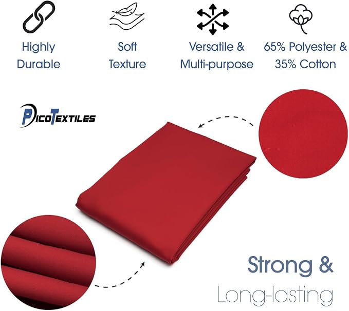 Pico Textiles 8 Yards Bolt Red Poly Cotton Twill Fabric - 65% Polyester 35% Cotton - 60" Wide - Sold by The Yard - for Pants, Jackets, Skirts, Upholstery, & Work Uniforms