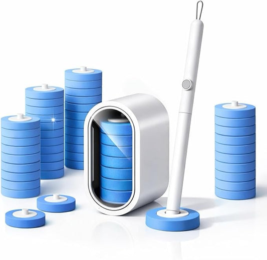 Disposable Toilet Cleaning System with 24 Refills, Toilet Wand Kit with Holder, Wall Mounted Toilet Brush Set for Deep Cleaning Bathroom Bowl, Hygienic Toilet Bowl Cleaner Kit