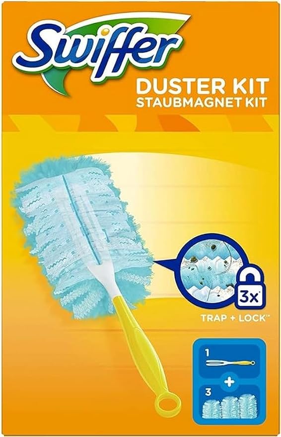 Swiffer Microfibre dust Cleaner Set, 1 Handle and 3 Replacement Pads (Pack of 3x1 Piece)