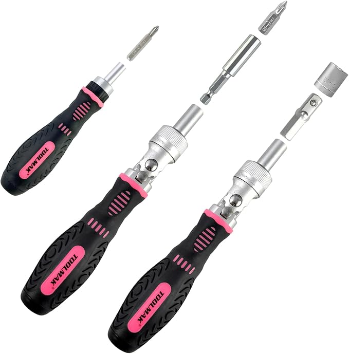 Ratcheting Screwdriver Set, 61pcs Socket & Precision Bit Set | Cr-V Steel, Rotatable Ratchet Handle & Storage Case, Ideal for Bikes, Electronics, Watches & Glasses