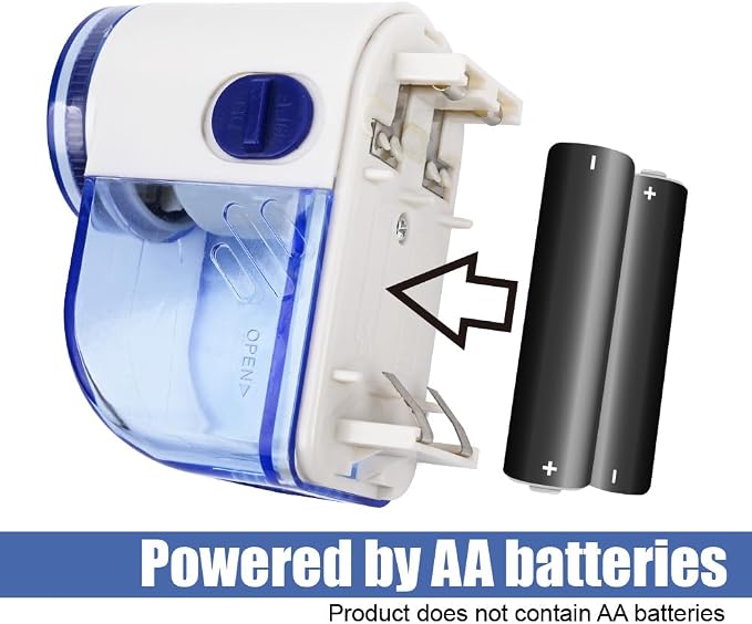 Fabric Shaver, Lint Remover for Clothes (Blue and White) | Electric Lint Shaver with 3-Leaf Blades, Battery Operated, Remove Clothes Fuzz, Lint Balls, Pills