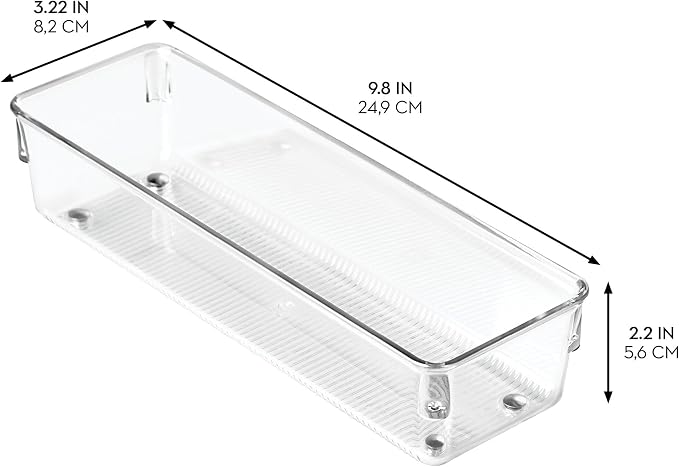 iDesign Plastic Drawer Organizer, Set of 2, 4" x 16" x 3" | For bathroom, bedroom, kitchen, office, or craft room