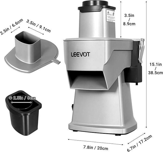 LEEVOT Commercial Vegetable Chopper 200W, Electric Food Processor for Slicing Dicing Shredding, Professional Veggie Cutter for Restaurant, Hotel School, Cafeteria, French Fry, Cheese Grater