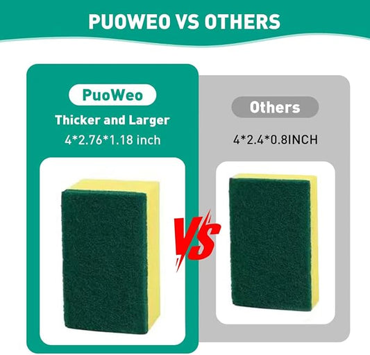 24-Pack Heavy Duty Scrub Sponges, Non-Scratch Kitchen Sponge with Durable Scouring Pad, Dual-Sided Cleaning Sponge for Dishes, Pots, Pans, Sinks – Extra Absorbent & Long-Lasting
